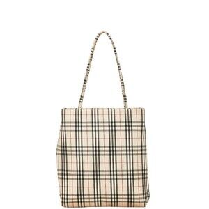 Burberry Nova Check Tote Bag Beige Tan Black Canvas